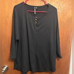 Black Ring-Accent Women's Top.